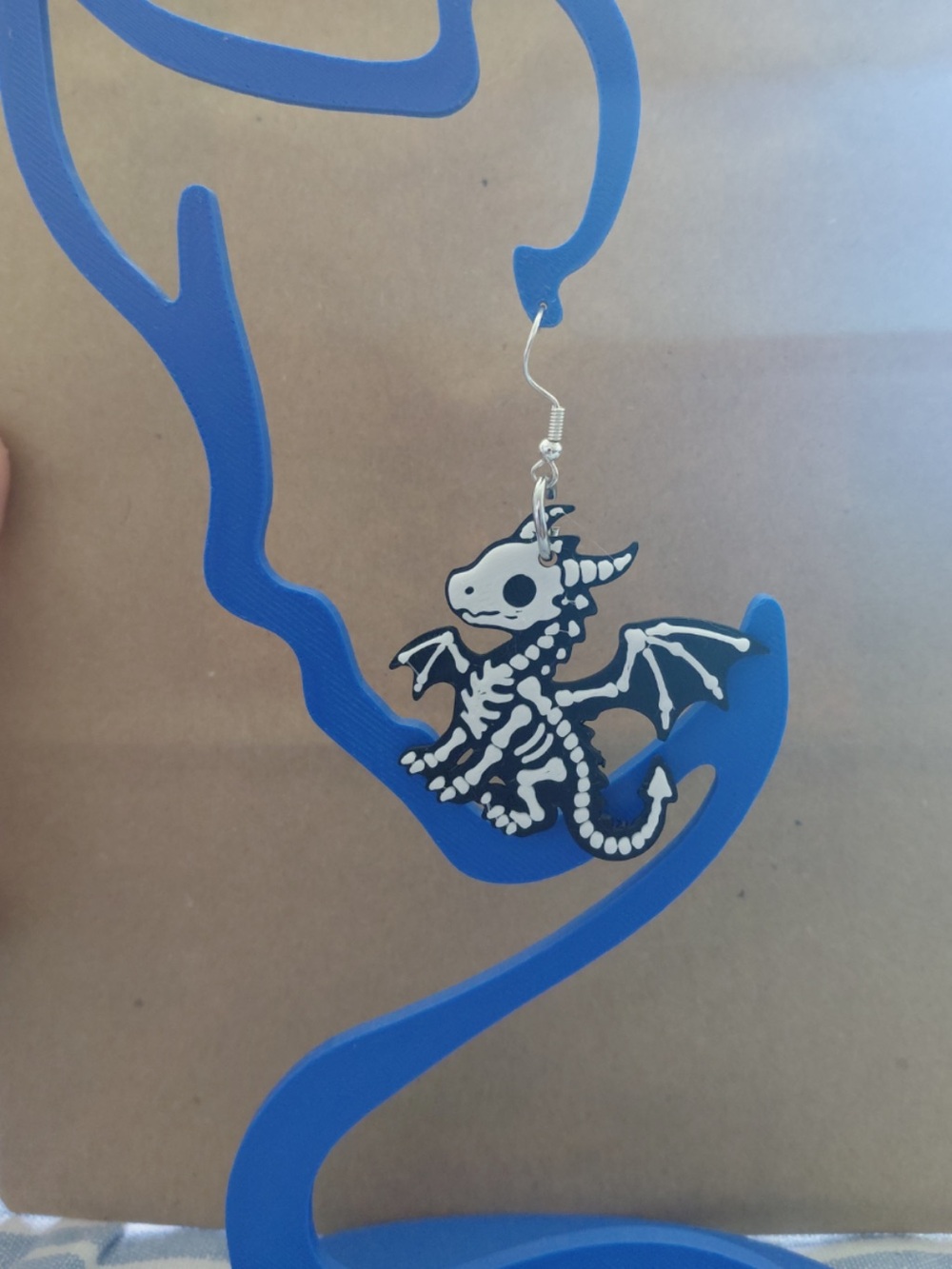Black & White Skeleton Dragon Kids Dangle Earring
